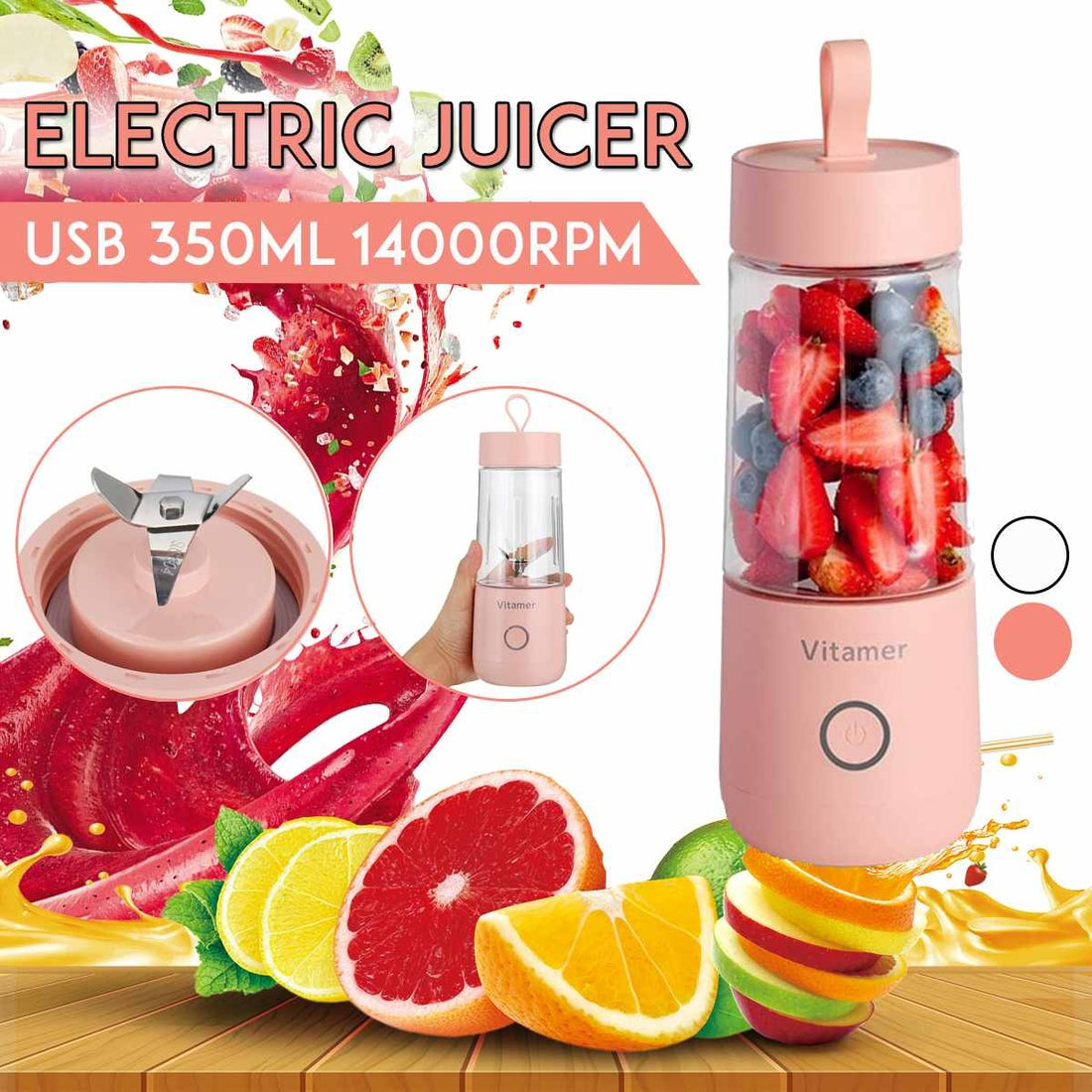 350ml Portable Blender Juicer Electric USB rechargeable